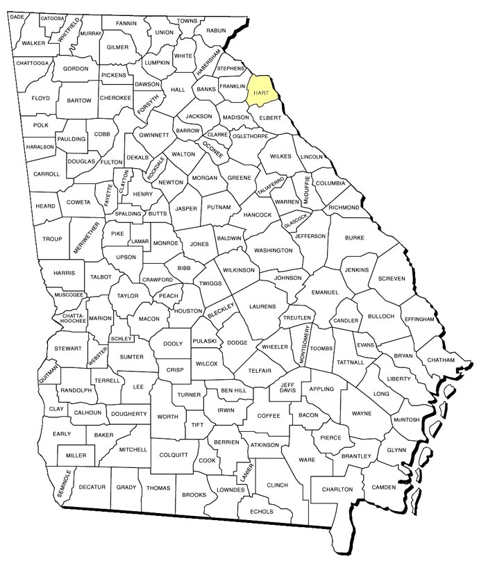 Georgia County Map - Hart County
