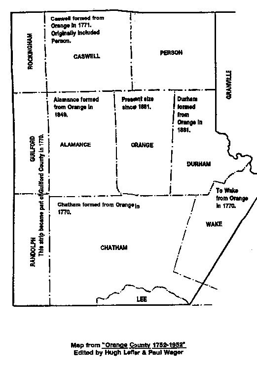 Orange County NC History Map